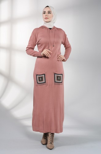 Beige-Rose Hijab Kleider 6002-04