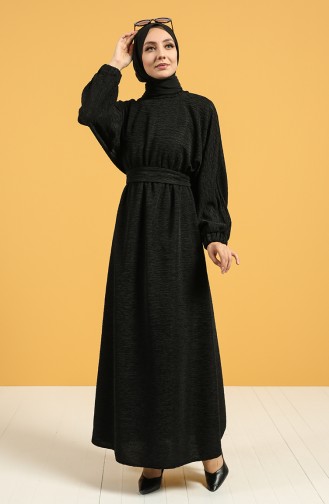 Schwarz Hijab Kleider 21K8144-04