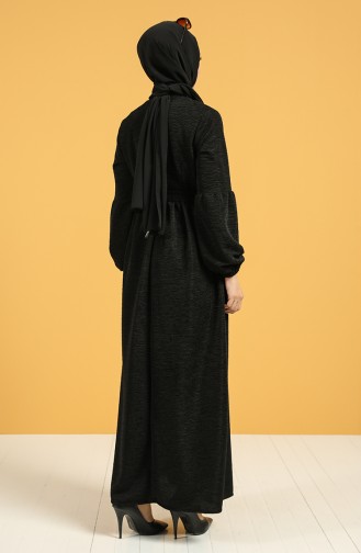 Kolu Lastikli Kuşaklı Elbise 21K8151-03 Siyah