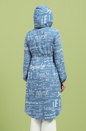 Hooded Long Tunic 3173-05 Blue 3173-05