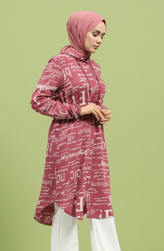 Hooded Long Tunic 3173-08 Dried Rose 3173-08