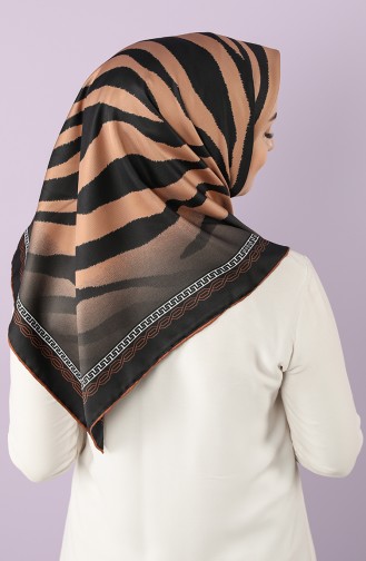 Zebra Desen Twill Eşarp 70171-05 Açık Kahve