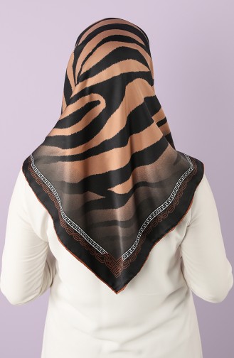 Zebra Desen Twill Eşarp 70171-05 Açık Kahve