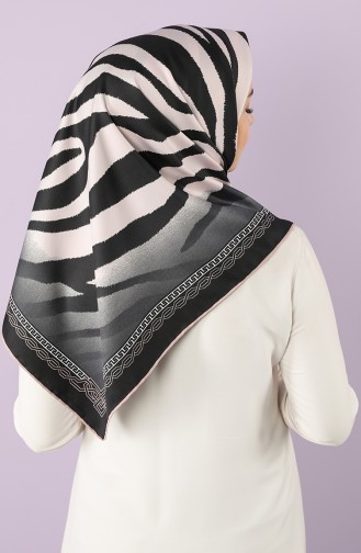 Zebra Desen Twill Eşarp 70171-09 Pudra