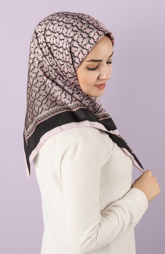 Karaca Sentetik İpek Twill Eşarp 90713-15 Pembe Siyah