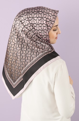 Karaca Sentetik İpek Twill Eşarp 90713-15 Pembe Siyah