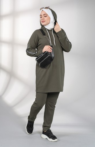 Kapüşonlu Eşofman Takım 0426-02 Haki