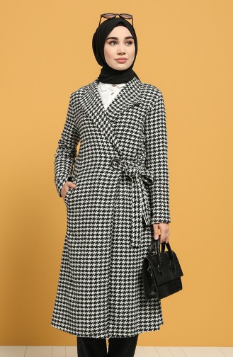 Houndstooth Patterned Stamp Coat 6041-02 Black White 6041-02