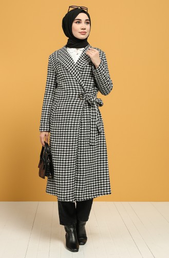 Houndstooth Patterned Stamp Coat 6041-02 Black White 6041-02