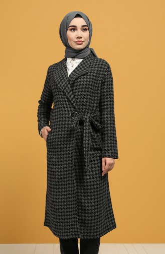 Houndstooth Patterned Stamp Coat 6041-04 Gray 6041-04