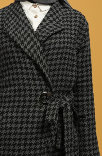 Houndstooth Patterned Stamp Coat 6041-04 Gray 6041-04