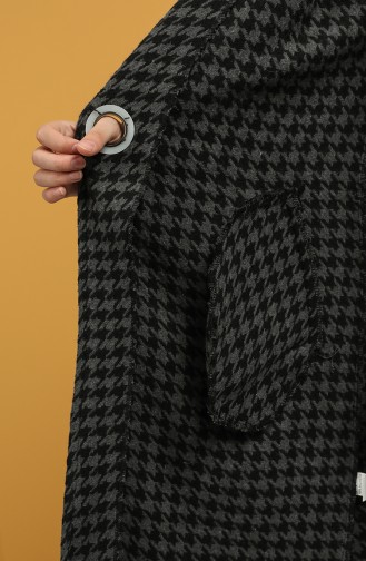 Houndstooth Patterned Stamp Coat 6041-04 Gray 6041-04