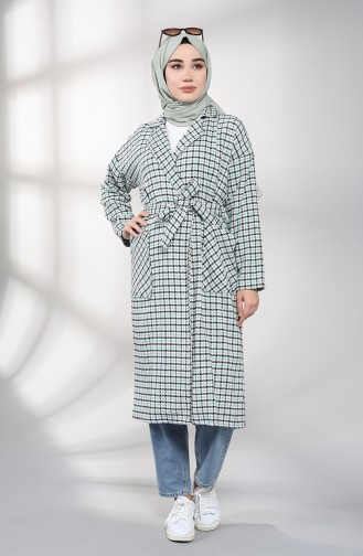 Pattern Belted Coat 21k8119b-01 Sea Green 21K8119B-01