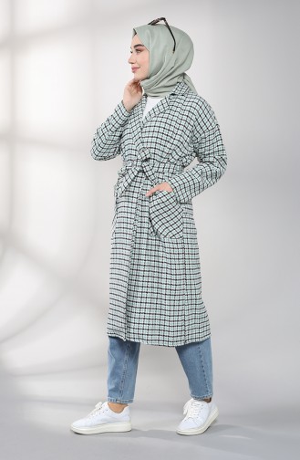 Pattern Belted Coat 21k8119b-01 Sea Green 21K8119B-01