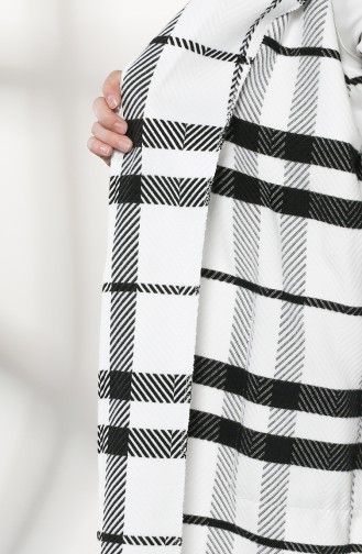 Patterned Belted Coat 21k8119f-01 Black white 21K8119F-01