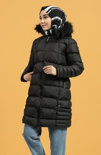 Zippered quilted Coat 1483-01 Black 1483-01