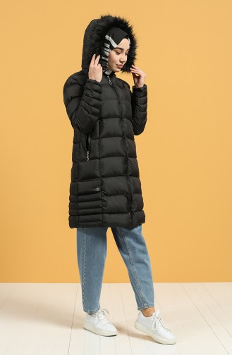 Zippered quilted Coat 1483-01 Black 1483-01