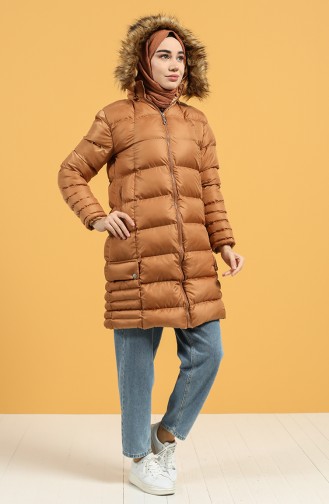 Zipper quilted Coat 1483-04 Camel 1483-04