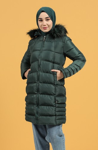 Zipper quilted Coat 1483-06 Green 1483-06