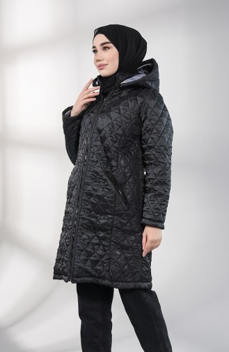 Diamond Pattern quilted Coat 1052-01 Black 1052-01
