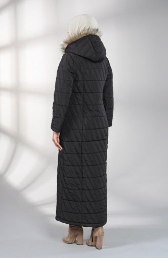 Fermuarlı Kapitone Kaban 5053-01 Siyah