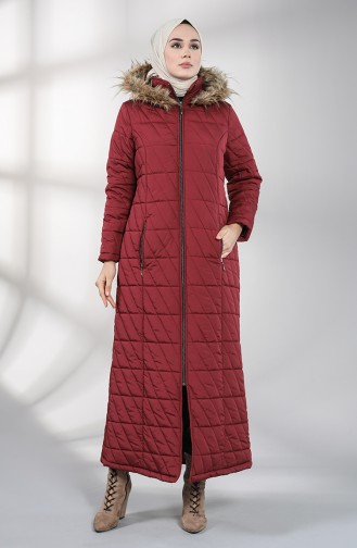 معطف طويل أحمر كلاريت 5053-03