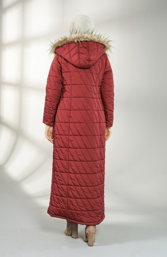 معطف طويل أحمر كلاريت 5053-03