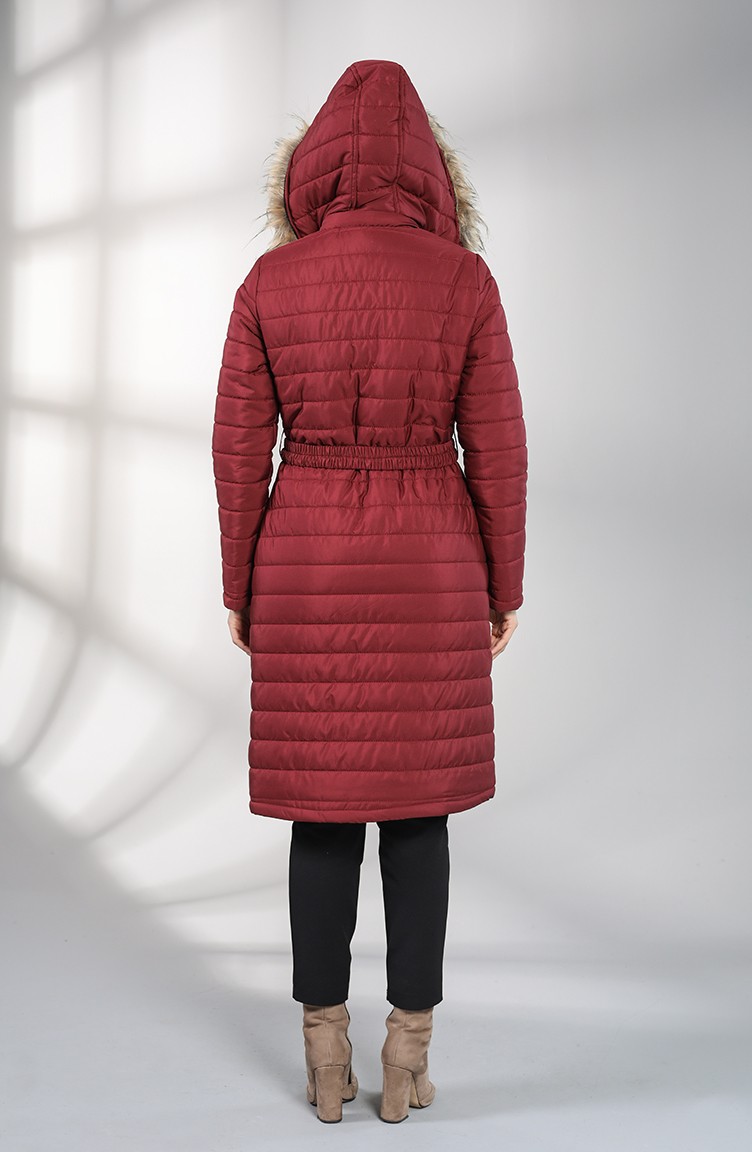 burgundy coat with hood