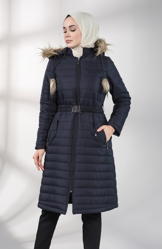 Hooded quilted Coat 5095-02 Navy Blue 5095-02