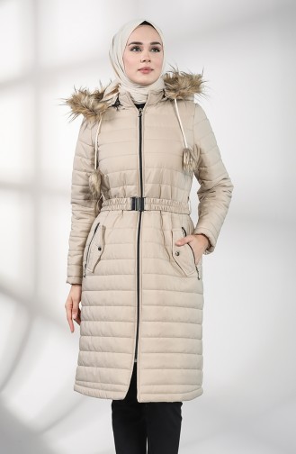 Hooded quilted Coat 5095-04 Beige 5095-04