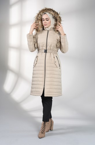 Hooded quilted Coat 5095-04 Beige 5095-04