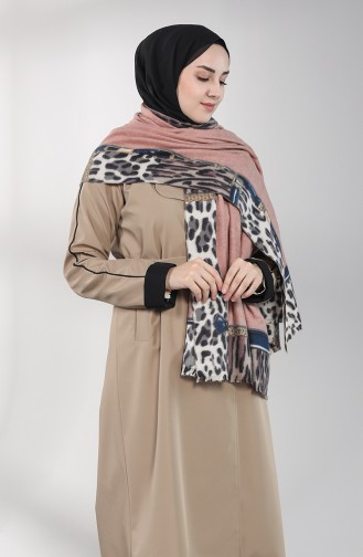 Leopar Desenli Kaşmir Şal 42400-02 Somon