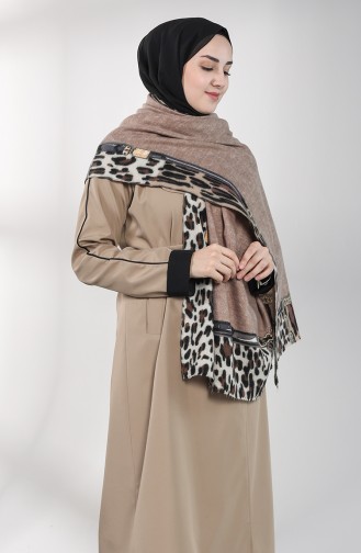 Leopar Desenli Kaşmir Şal 42400-08 Vizon