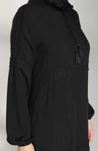 Elastic Sleeve Lace Dress 8271-02 Black 8271-02
