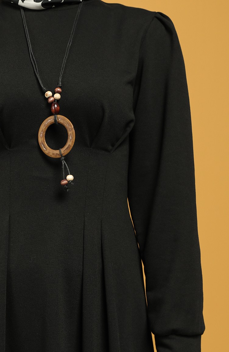 Pleated Necklace Dress 101102 Black 101102 Sefamerve