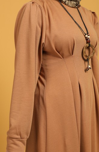 Pleated Necklace Dress 1011-07 Tobacco 1011-07
