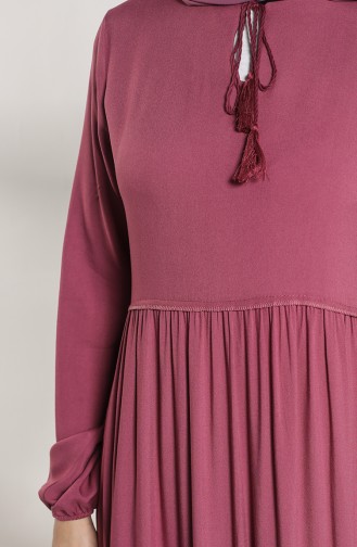 Elastic Sleeve Gathered Dress 4556-01 Dried Rose 4556-01