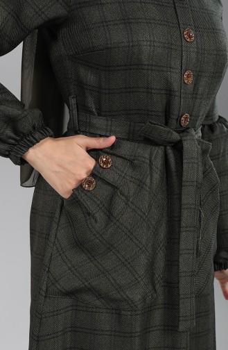 Plaid Belted Dress 21k8169-02 Dark Green 21K8169-02