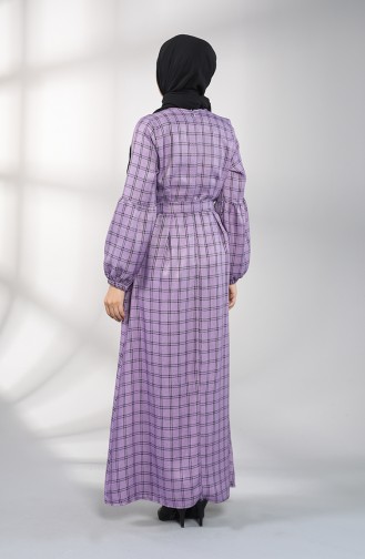 Plaid Belted Dress 21k8169-04 Lilac 21K8169-04