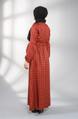 Ziegelrot Hijab Kleider 21K8169-05