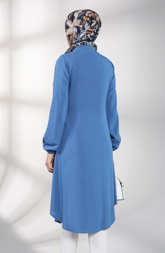 Hidden Button Long Tunic 3172-02 Blue 3172-02