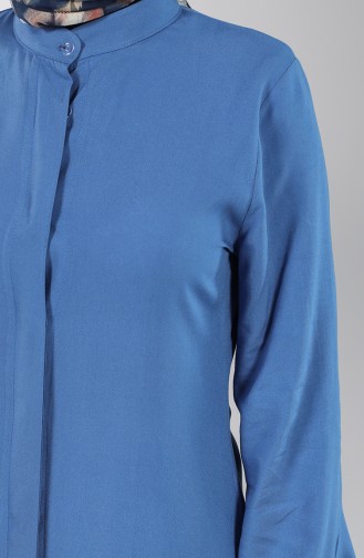 Hidden Button Long Tunic 3172-02 Blue 3172-02