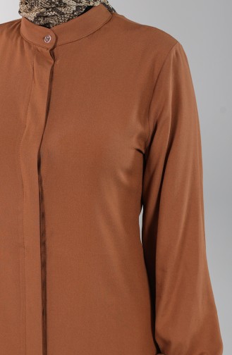 Hidden Button Long Tunic 3172-03 Tobacco 3172-03