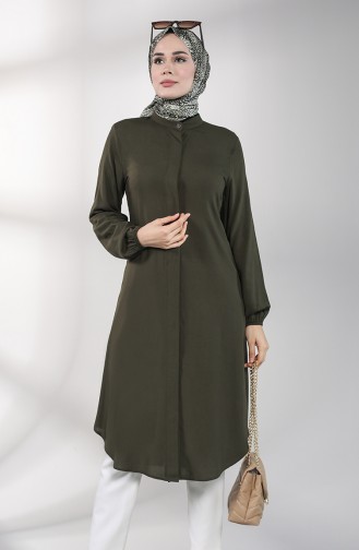 Hidden Button Long Tunic 3172-05 Khaki 3172-05