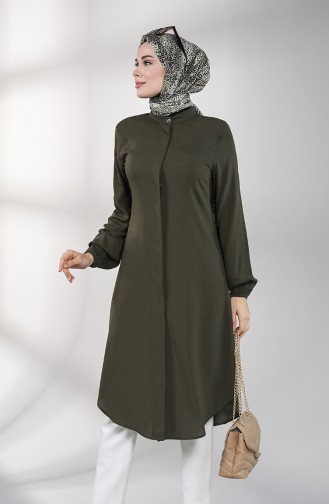 Hidden Button Long Tunic 3172-05 Khaki 3172-05