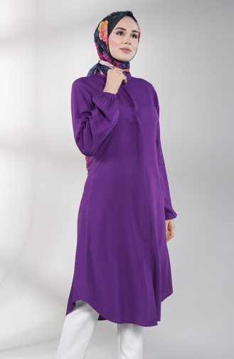 Hidden Button Long Tunic 3172-06 Purple 3172-06