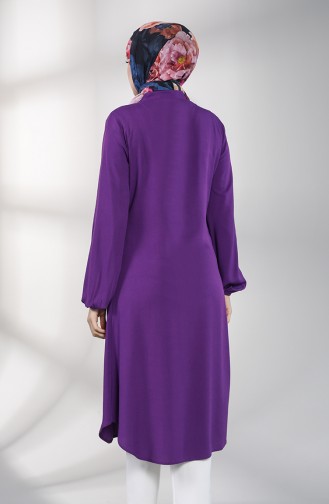 Hidden Button Long Tunic 3172-06 Purple 3172-06