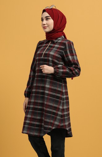 Checked Tunic 5202-03 Navy Blue 5202-03