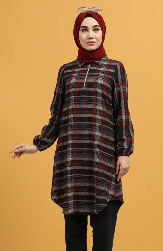 Checked Tunic 5202-03 Navy Blue 5202-03