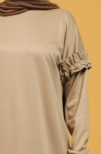 Sleeve Frilled Sweatshirt 8227-06 Light Mink 8227-06